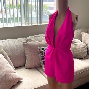 HOT PINK HALTER ROMPER JUMPSUIT SUMMER SEXY